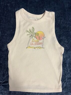 Hollister Cream Graphic Tank Top - Lost in Bliss - Size S
